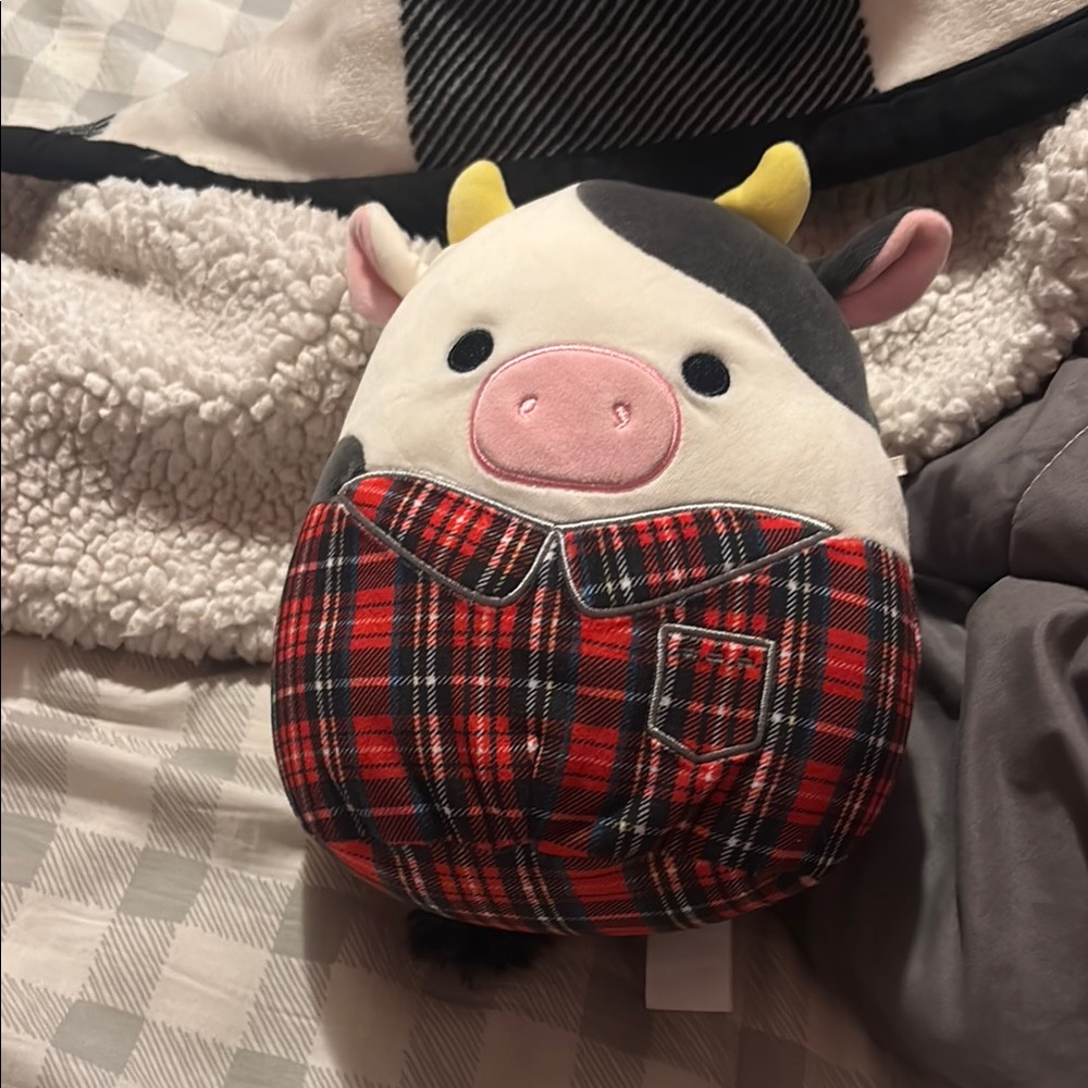 Squishmallows Cow Plush - Black, White, Red
